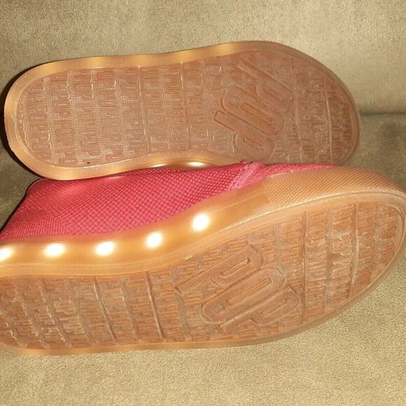 POP-Stanley-Kid's Multi-Light Up Sneaker-Mini USB-LED-Red Knit-Size 2 - Picture 9 of 10